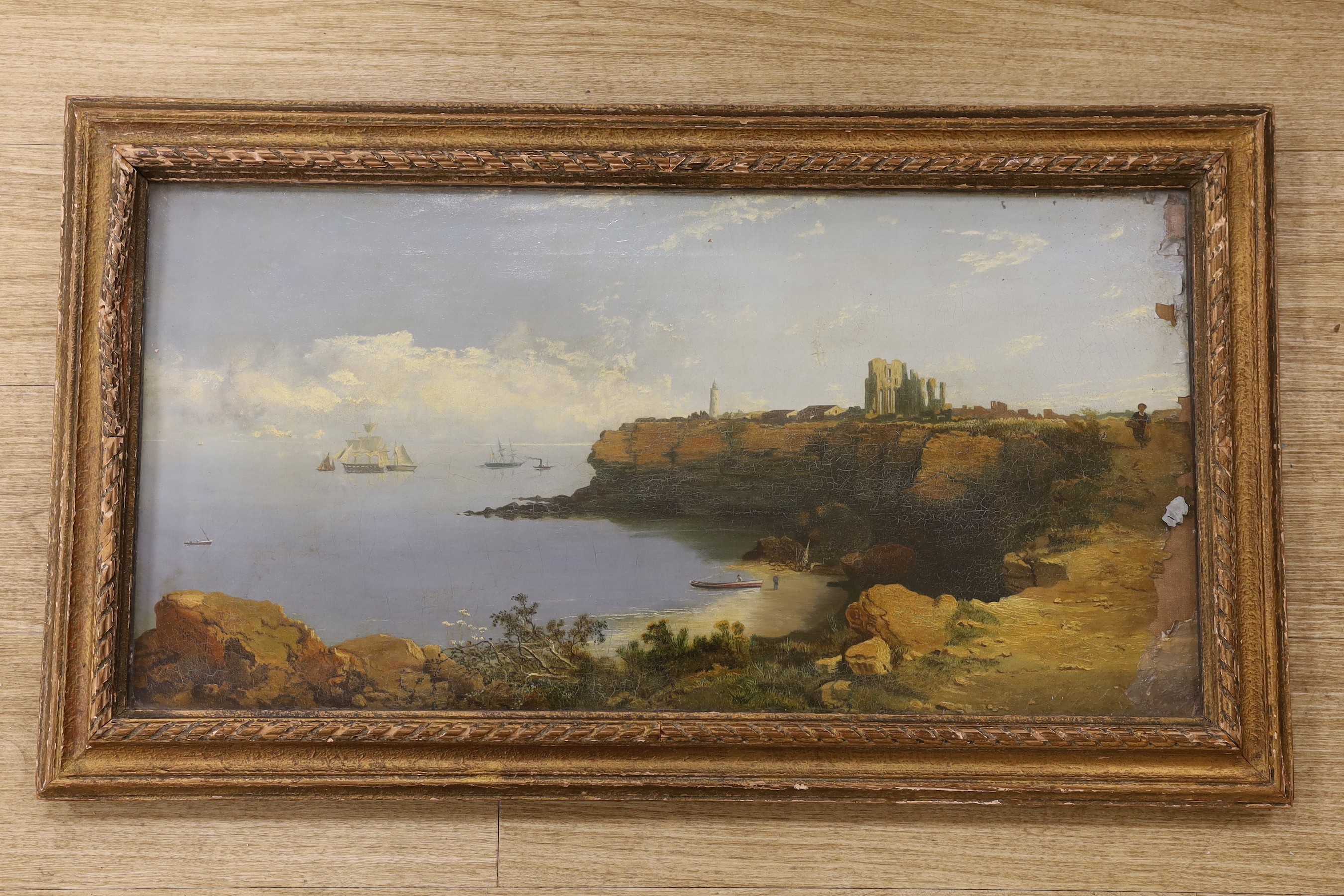 After Edmund J. Niemann, oil on canvas, 'Teynmouth Harbour', bears inscription, 38 x 75cm